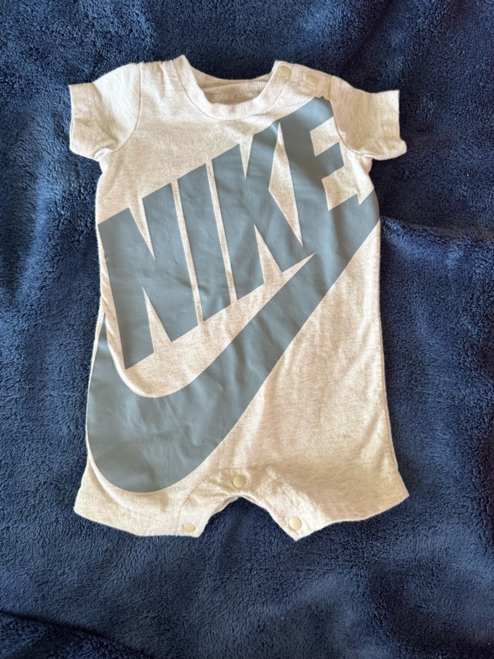 NWOT Nike Infant Sand Beige One-Piece Bodysuit with Light Grey Nike Logo, NB